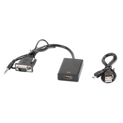 Адаптер LANBERG adapter VGA (f) + audio 3.5mm jack -> HDMI (m) Адаптер LANBERG adapter VGA (f) + audio 3.5mm jack -> HDMI (m)