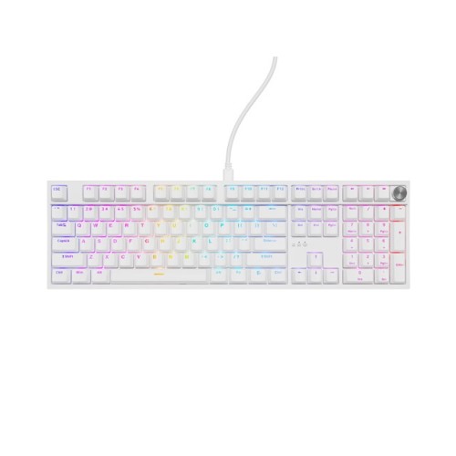 Геймърска клавиатура GENESIS Mechanical Gaming Keyboard Thor 404 White RGB Backlight Gateron Peach Silent US Layout Геймърска клавиатура GENESIS Mechanical Gaming Keyboard Thor 404 White RGB Backlight Gateron Peach Silent US Layout