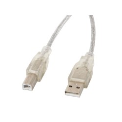 Кабели LANBERG USB-A (M) -> USB-B (M) 2.0 cable 1.8m transparent ferrite Кабели LANBERG USB-A (M) -> USB-B (M) 2.0 cable 1.8m transparent ferrite