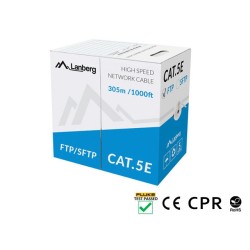 Кабели LANBERG LAN cable CAT.5e sftp 305m solid cu cpr + fluke passed grey Кабели LANBERG LAN cable CAT.5e sftp 305m solid cu cpr + fluke passed grey