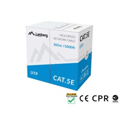 Кабели LANBERG LAN cable CAT.5e utp 305m solid cu grey cpr + fluke passed Кабели LANBERG LAN cable CAT.5e utp 305m solid cu grey cpr + fluke passed