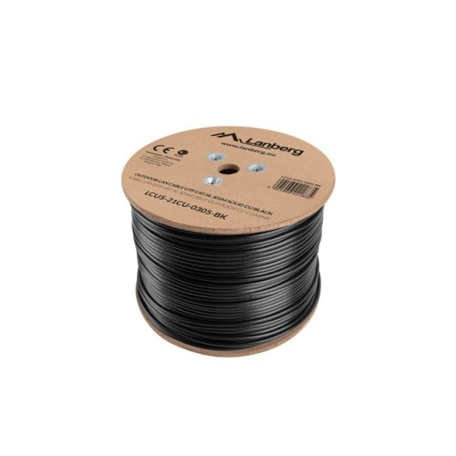 Кабели LANBERG LAN cable UTP Cat.5e 305m Outdoor Solid CU Fluke Passed black Кабели LANBERG LAN cable UTP Cat.5e 305m Outdoor Solid CU Fluke Passed black