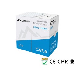 Кабели LANBERG LAN cable CAT.6 utp 305m solid cu grey cpr + fluke passed