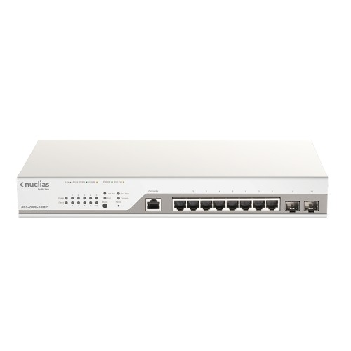 Суич D-LINK 10-Port Gigabit PoE+ Nuclias Smart Managed Switch including 2x SFP Ports (With 1 Year License)