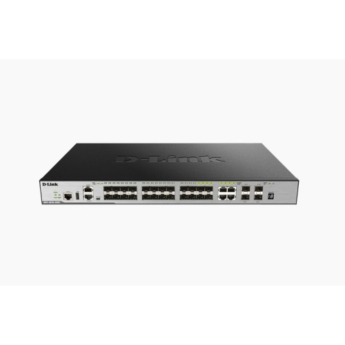 Суич D-LINK xStack 20-port SFP Layer 3 Stackable Managed Gigabit Switch including 4-port Combo 1000BaseT/SFP plus 4 10GE SFP+ Суич D-LINK xStack 20-port SFP Layer 3 Stackable Managed Gigabit Switch including 4-port Combo 1000BaseT/SFP plus 4 10GE SFP+