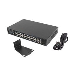 Суич LANBERG switch 24x 100mb poe+/2x combo rack 19 Суич LANBERG switch 24x 100mb poe+/2x combo rack 19