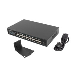 Суич LANBERG switch 24x 1GB poe+/2x GB 2x sfp rack 19