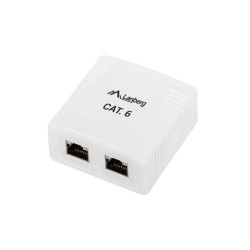 Конектори LANBERG surface-mount box CAT.6 FTP shielded 2X RJ45 white Конектори LANBERG surface-mount box CAT.6 FTP shielded 2X RJ45 white