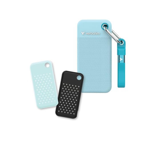 SSD VERBATIM Pocket SSD USB 3.2 Gen 2 2TB Polar Blue incl. two rubber sleeves