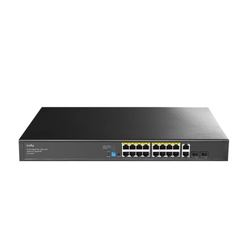 Суич CUDY GS1018PS2 16-Port Gigabit PoE+ Switch with 2 Uplink Gigabit Ports and 2 Gigabit SFP Slots 200W16-10/100/1000 BASE-T Gigabit ports 2-Port 10/100/1000 BASE-T Gigabit Uplink ports Суич CUDY GS1018PS2 16-Port Gigabit PoE+ Switch with 2 Uplink Gigabit Ports and 2 Gigabit SFP Slots 200W16-10/100/1000 BASE-T Gigabit ports 2-Port 10/100/1000 BASE-T Gigabit Uplink ports