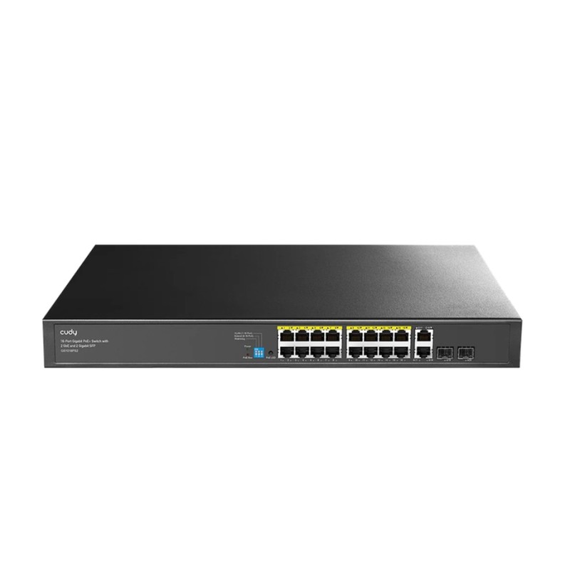 Суич CUDY GS1018PS2 16-Port Gigabit PoE+ Switch with 2 Uplink Gigabit Ports and 2 Gigabit SFP Slots 200W16-10/100/1000 BASE-T Gigabit ports 2-Port 10/100/1000 BASE-T Gigabit Uplink ports