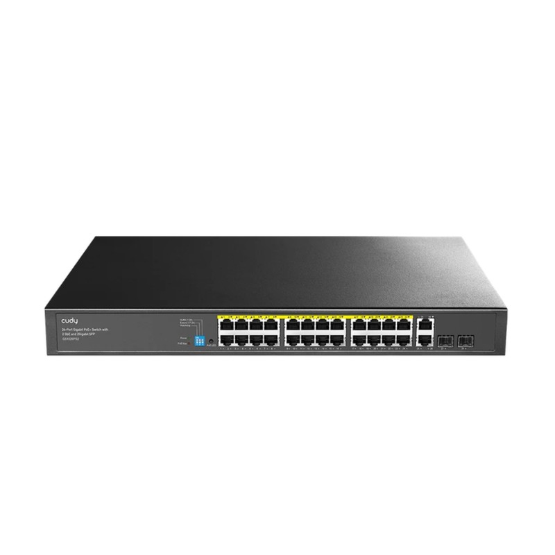 Суич CUDY GS1026PS2 24-Port Gigabit PoE+ Switch with 2 Uplink Gigabit Ports and 2 Gigabit SFP Slots 300W24-10/100/1000 BASE-T Gigabit ports 2-Port 10/100/1000 BASE-T Gigabit Uplink ports