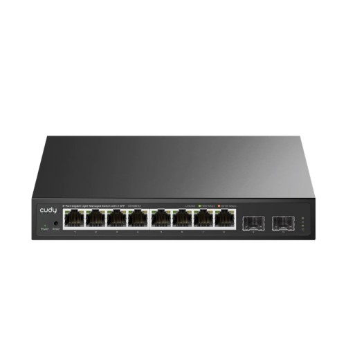 Суич CUDY GS108ES2 8-Port Gigabit Easy-Managed Switch 10/100/1000M RJ45 Ports 2 Gigabit SFP ports Desktop Metal Case Local management via Web GUI support STP/RSTP MAC Management Cudy Cloud APP Суич CUDY GS108ES2 8-Port Gigabit Easy-Managed Switch 10/100/1000M RJ45 Ports 2 Gigabit SFP ports Desktop Metal Case Local management via Web GUI support STP/RSTP MAC Management Cudy Cloud APP