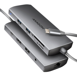 USB хъб AXAGON HMC-8HLSA USB-C 3.2 Gen 1 hub 3x USB-A + 4K/30Hz HDMI + SD/microSD USB хъб AXAGON HMC-8HLSA USB-C 3.2 Gen 1 hub 3x USB-A + 4K/30Hz HDMI + SD/microSD