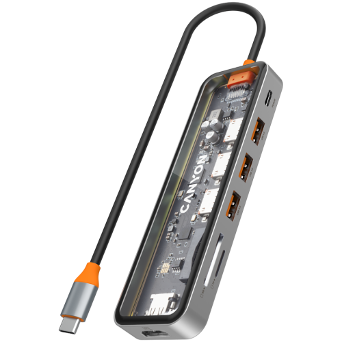 USB хъб CANYON DS-13 7in1 4k USB-C Transparent USB хъб CANYON DS-13 7in1 4k USB-C Transparent